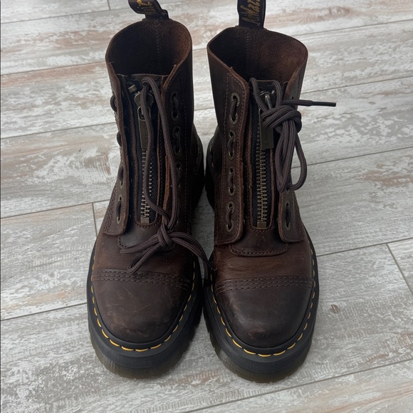 Dr. Martens SINCLAIR Crazy Horse Leather Platform Boots Dark Brown - Picture 9 of 10